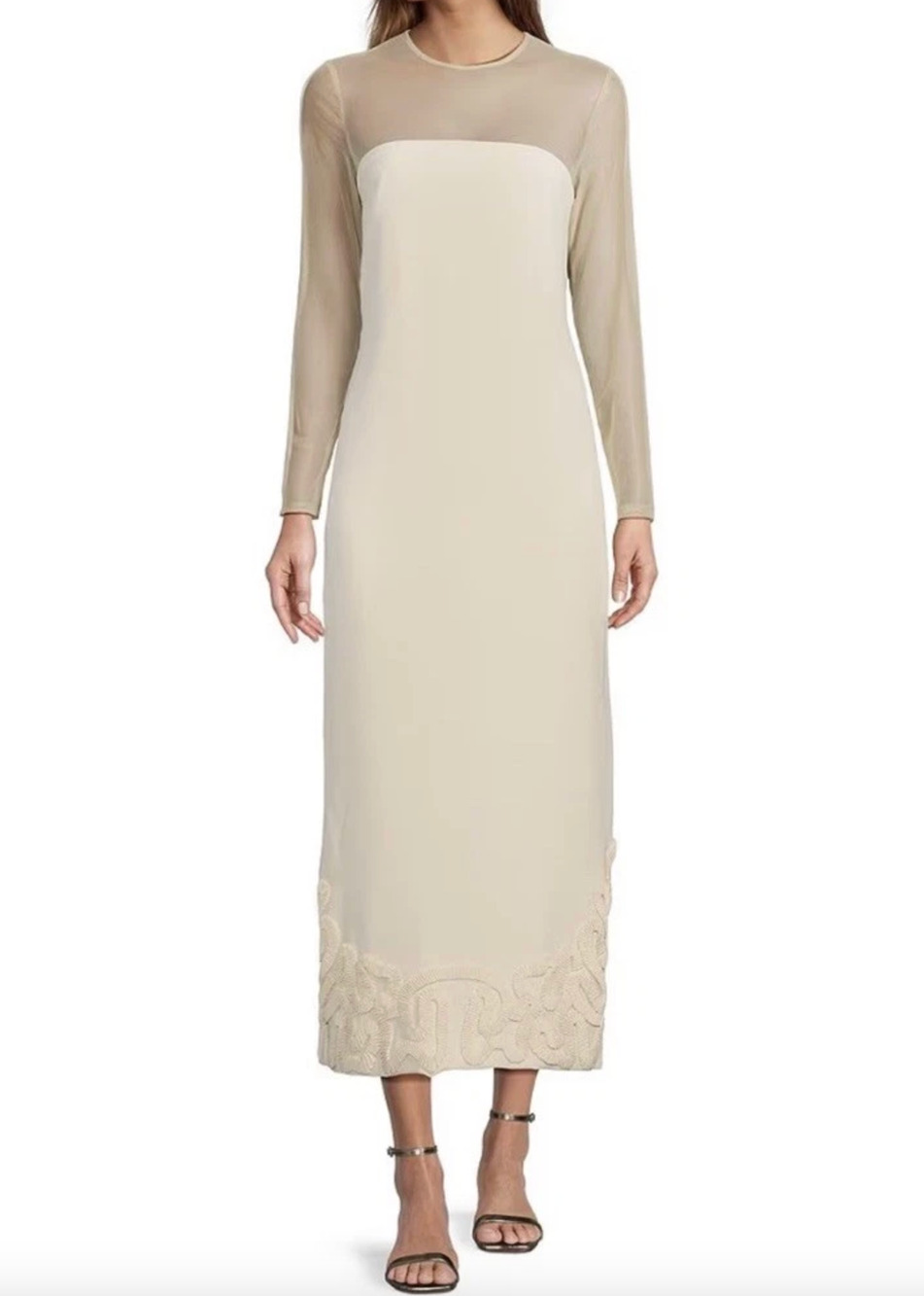 Antonio Melani x Elizabeth Damrich Babe Mesh Crepe Soutache Maxi Dress US 2 NWT